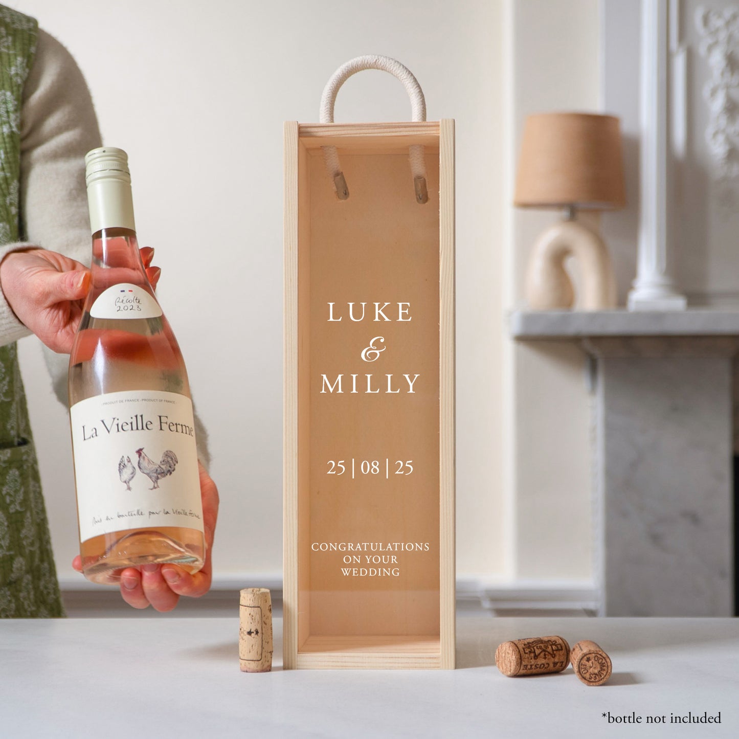 Personalised wedding bottle gift box