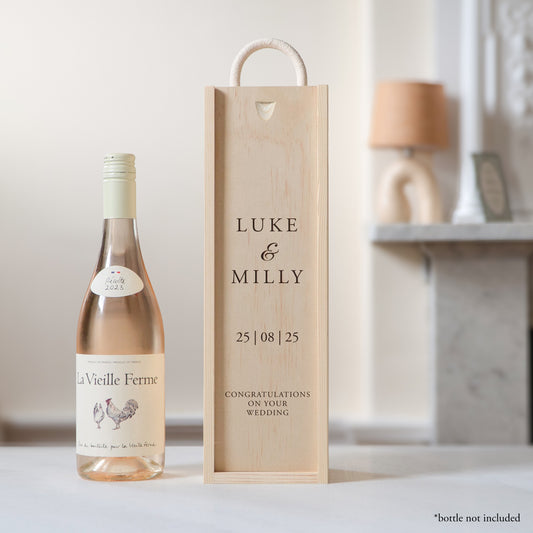 Personalised wedding bottle gift box