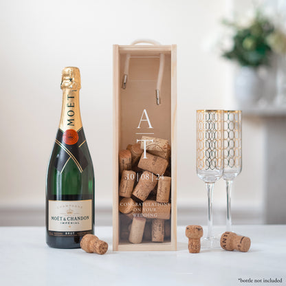 Personalised initials cork collector bottle box