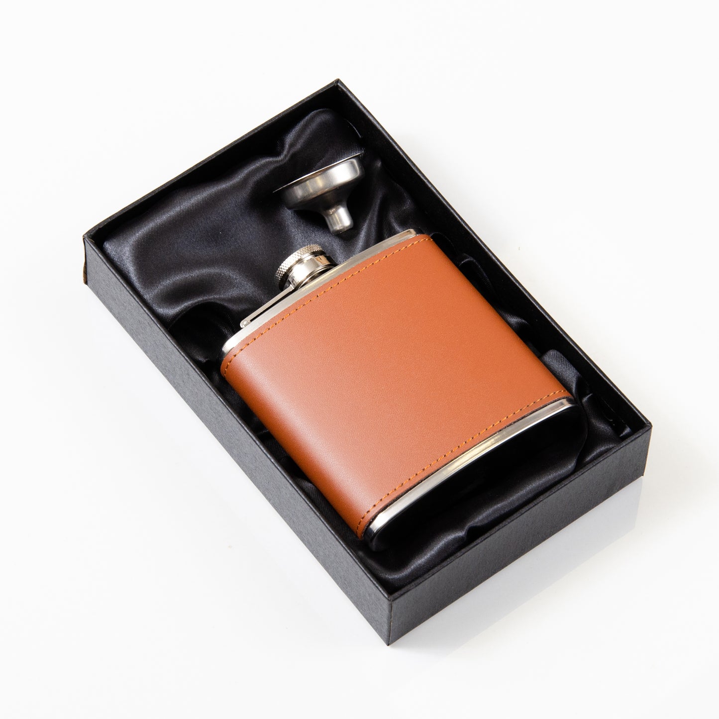 Personalised leather hip flask corporate