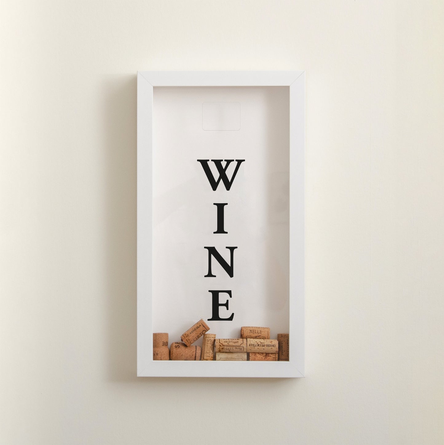 Vertical white cork frame