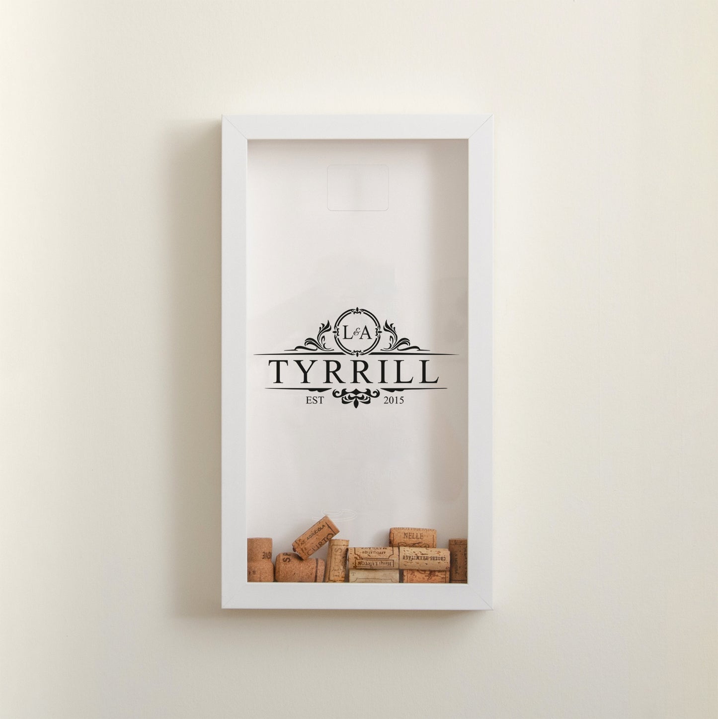 Vertical white cork frame