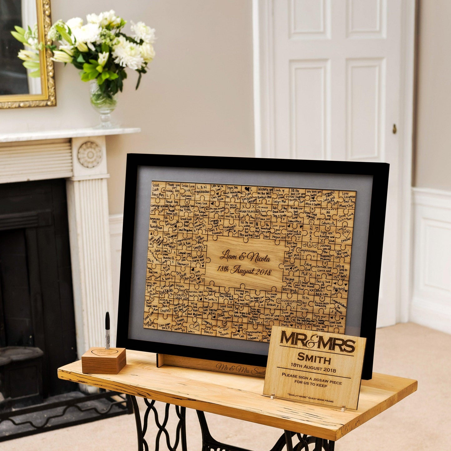 Jigsaw guest book frame for weddings - Stag Design