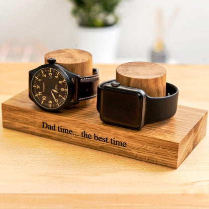 Personalised oak watch stand - Stag Design