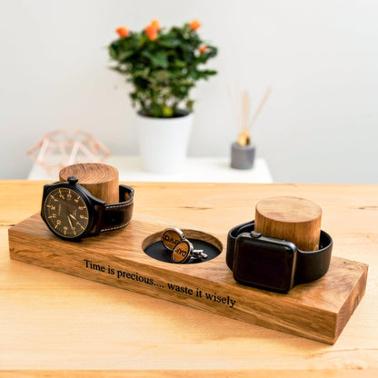 Personalised oak watch stand - Stag Design