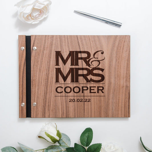 Personalised Mr & Mrs guest book - Stag Design