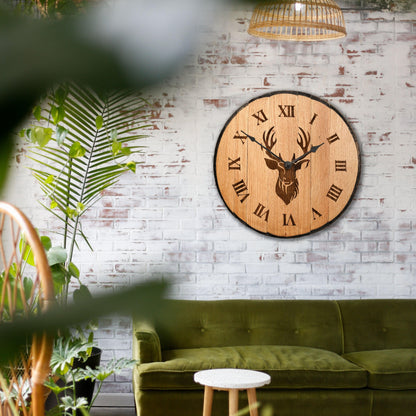 Whisky barrel clock - Stag Design