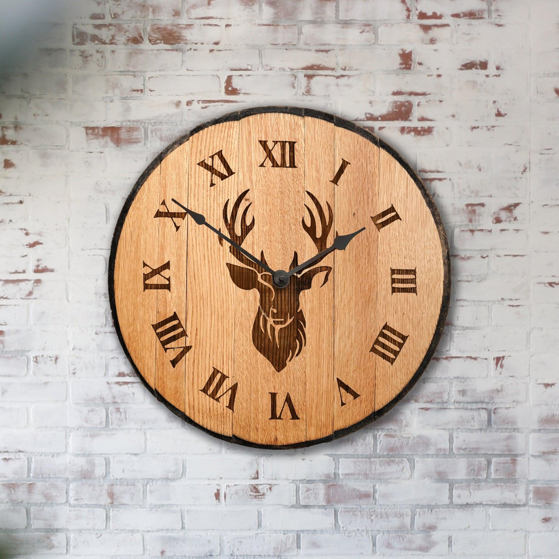 Whisky barrel clock - Stag Design