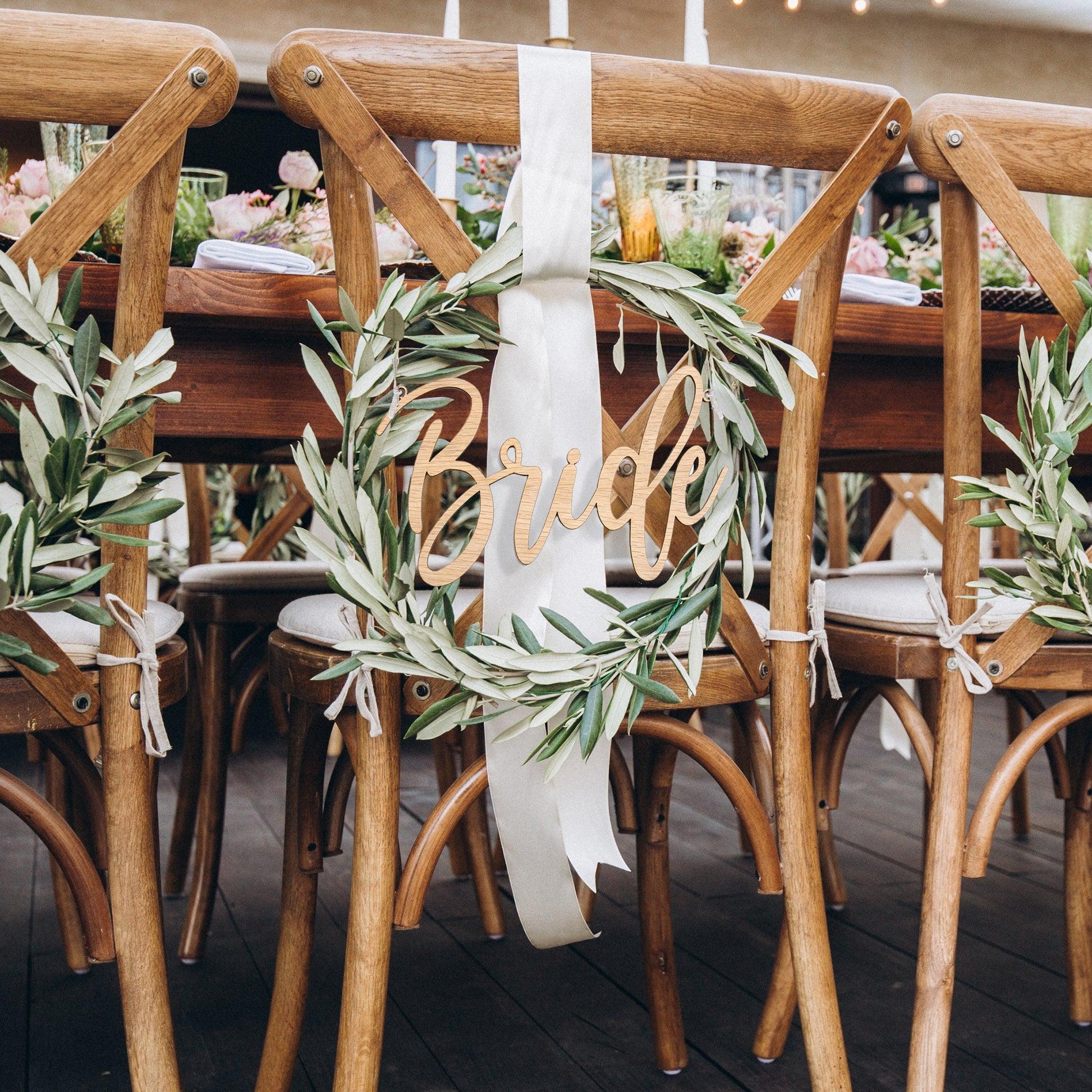 NEW! Wooden bride and groom chair signs - Stag Design