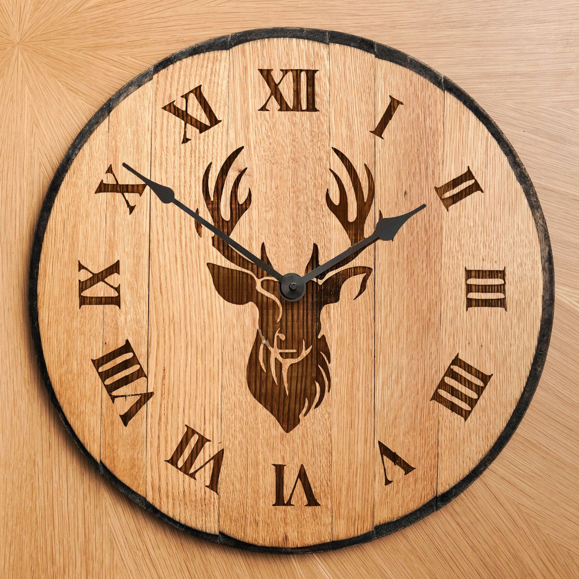 Whisky barrel clock - Stag Design