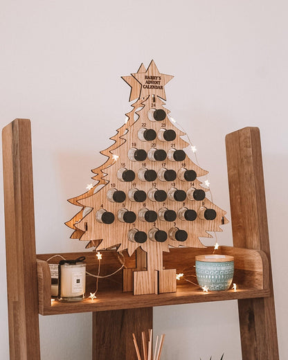 Personalised oak Advent calendar for miniatures - Stag Design