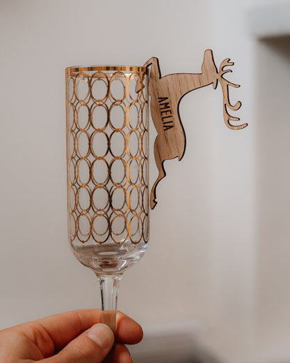 Christmas reindeer glass place names