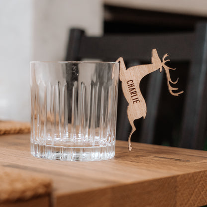 Christmas reindeer glass place names