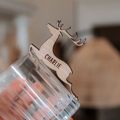 Christmas reindeer glass place names