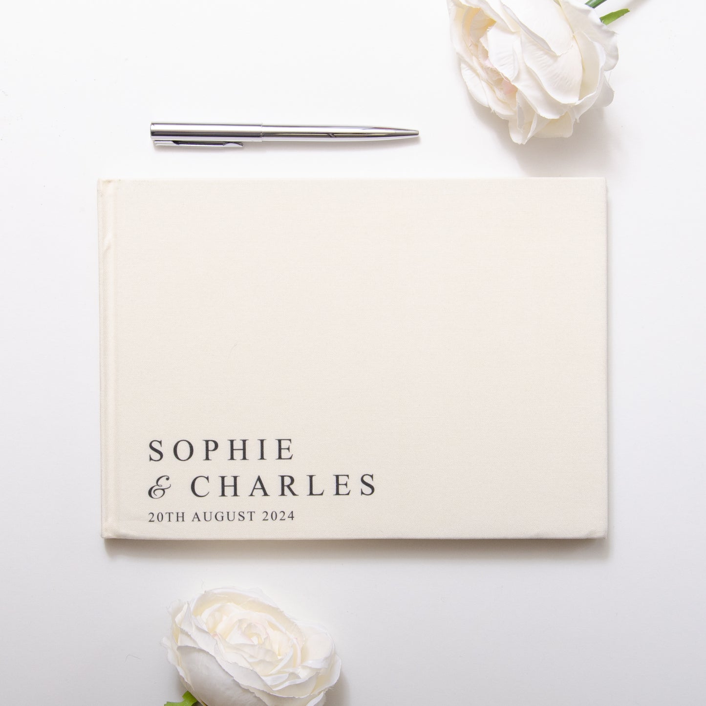 Personalised linen guest book