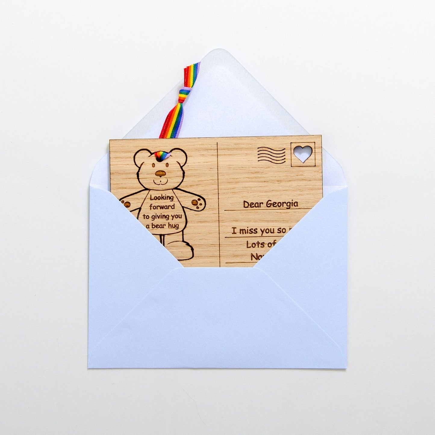 Teddy bear wooden postcard - Stag Design