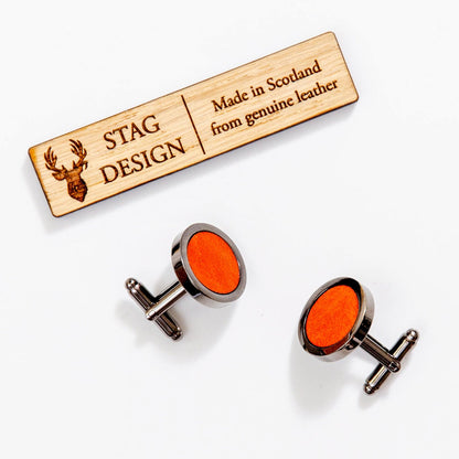 Leather cufflinks - Stag Design