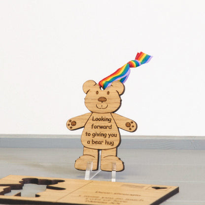 Children's birthday teddy bear wooden postcard - Stag Design