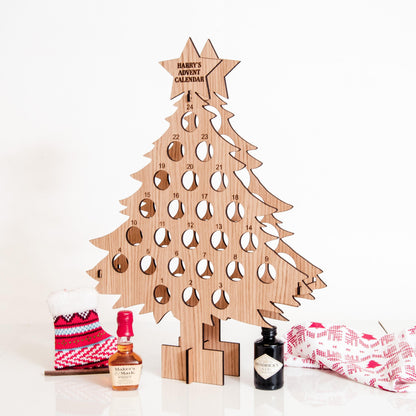 Personalised oak Advent calendar for miniatures - Stag Design