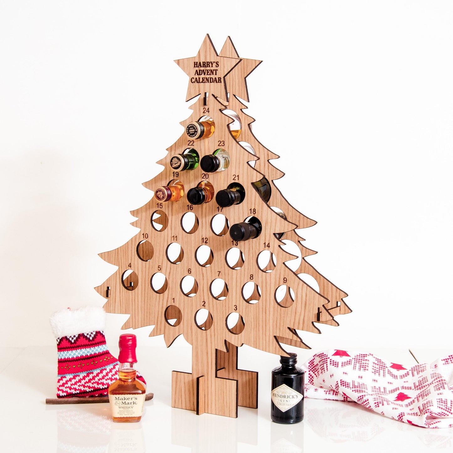 Personalised oak Advent calendar for miniatures - Stag Design