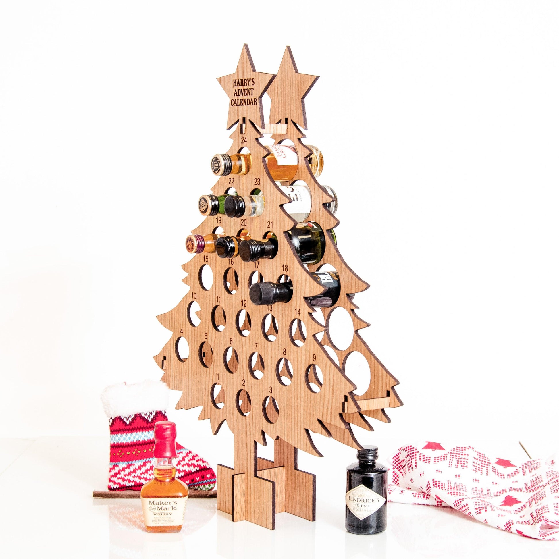 Personalised oak Advent calendar for miniatures - Stag Design