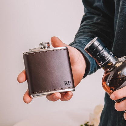 Personalised leather hip flask - Stag Design