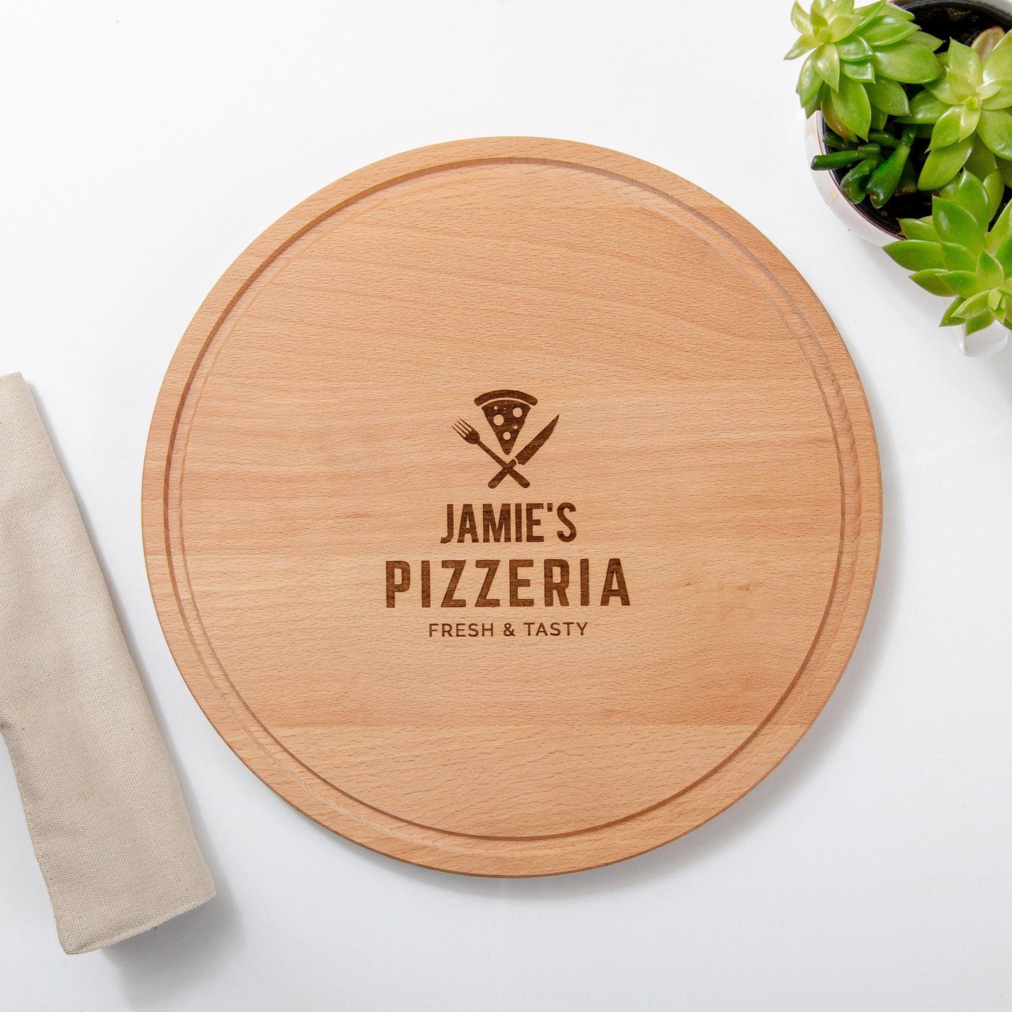 Premium Large Personalised Pizza Serving Board - Stag Design