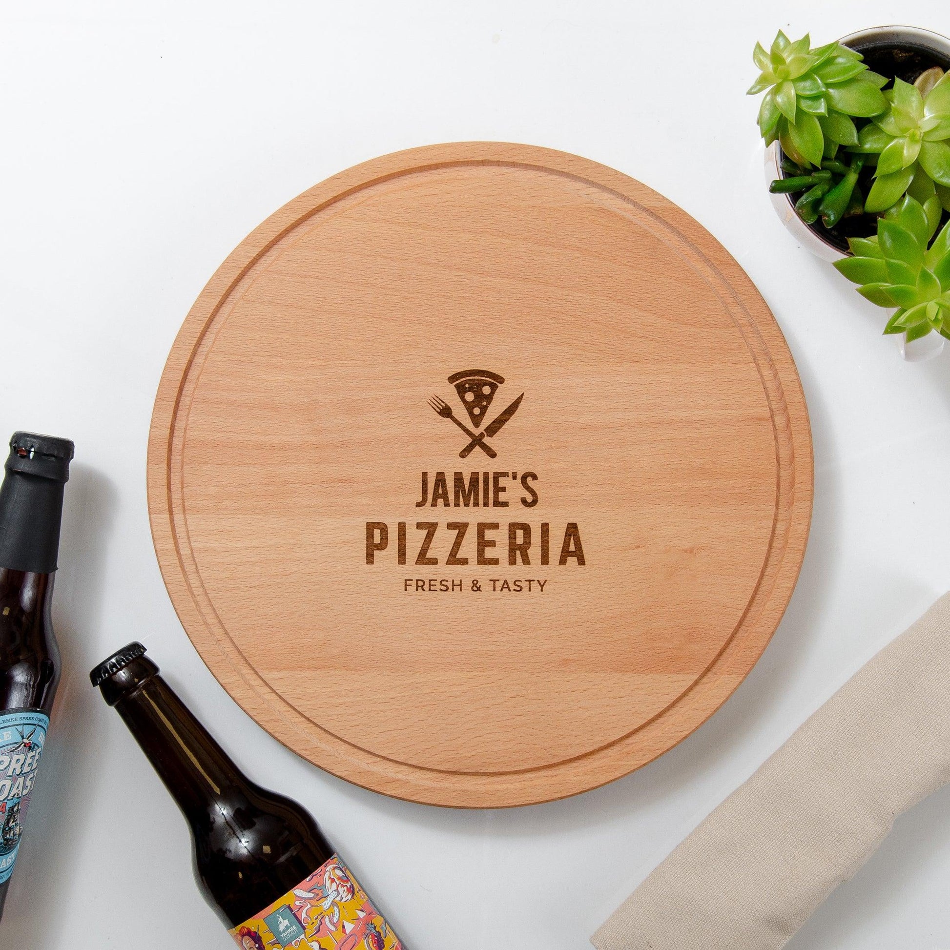 Premium Large Personalised Pizza Serving Board - Stag Design