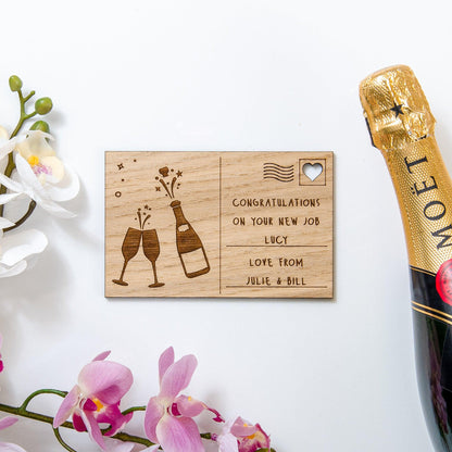 Congratulations wooden postcard - Stag Design