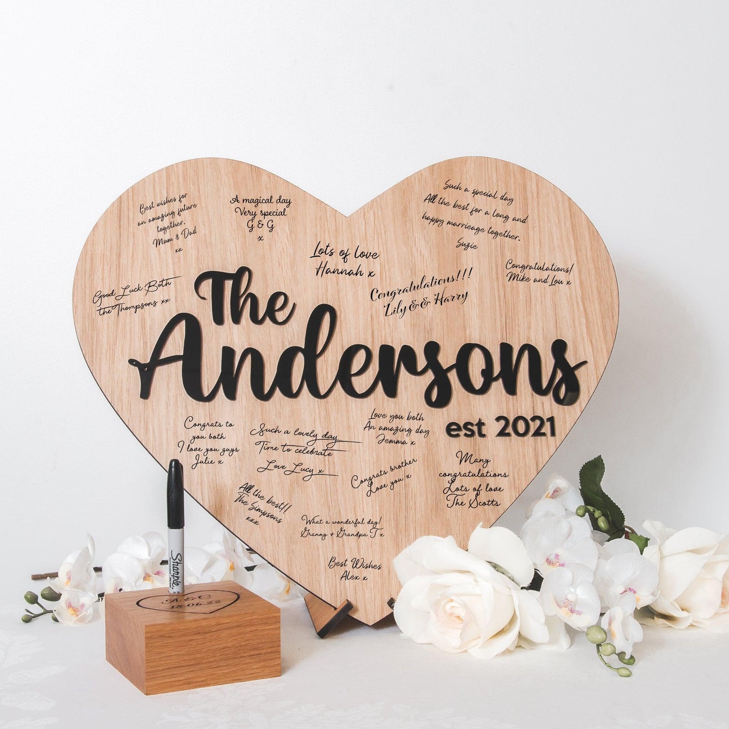 Alternative wooden guest book heart sign - Stag Design