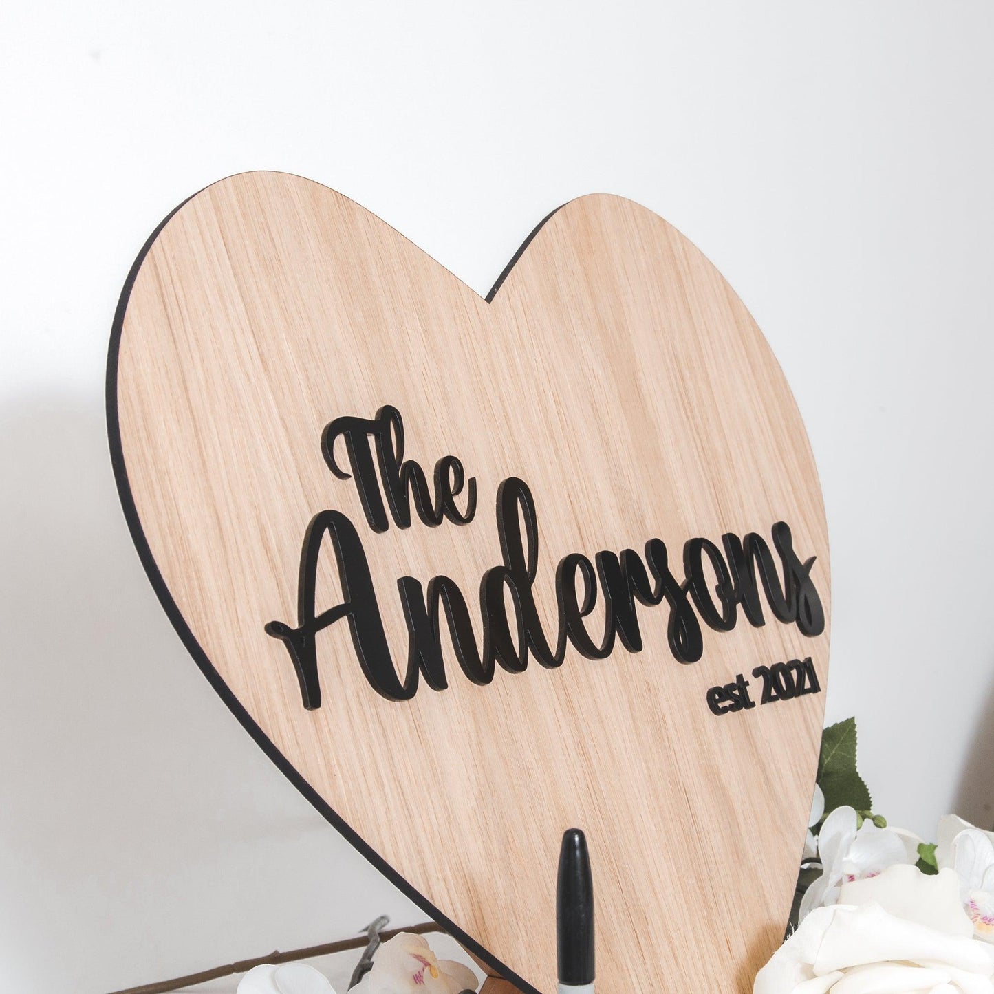 Alternative wooden guest book heart sign - Stag Design