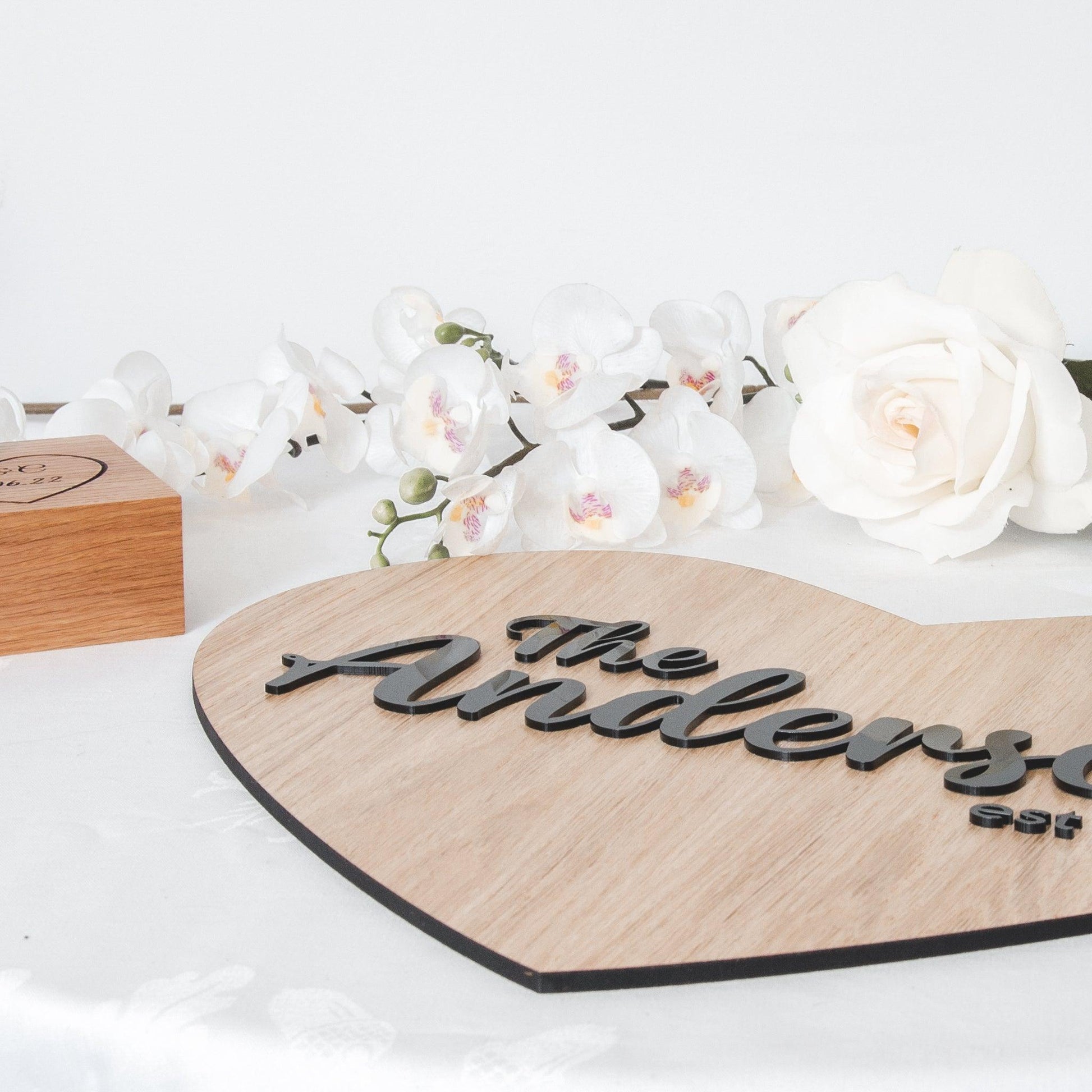 Alternative wooden guest book heart sign - Stag Design