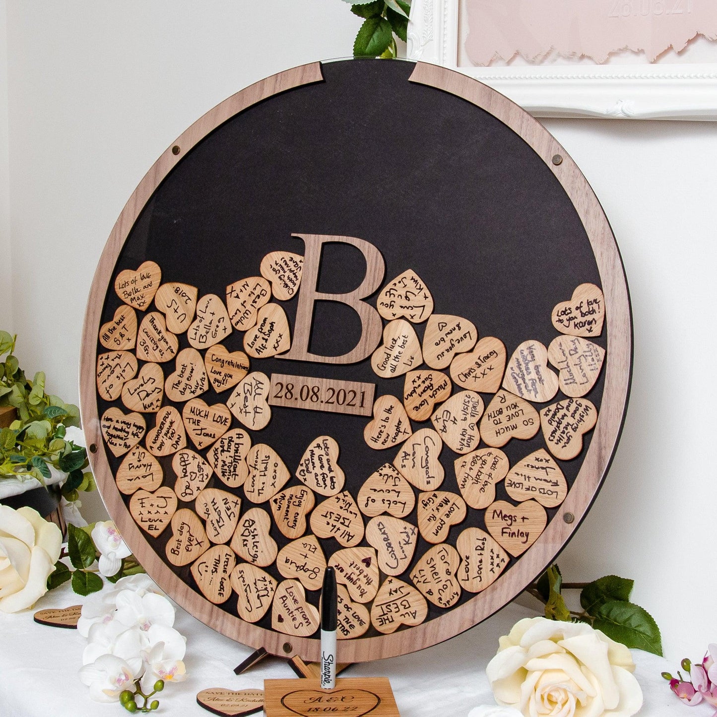 Alternative wedding initial circle dropbox guest book - Stag Design