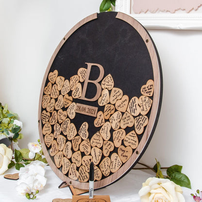 Alternative wedding initial circle dropbox guest book - Stag Design