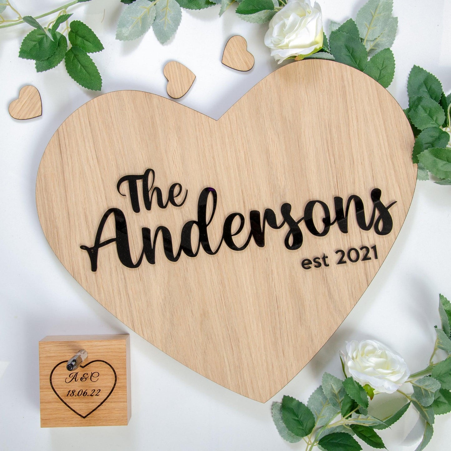 Alternative wooden guest book heart sign - Stag Design