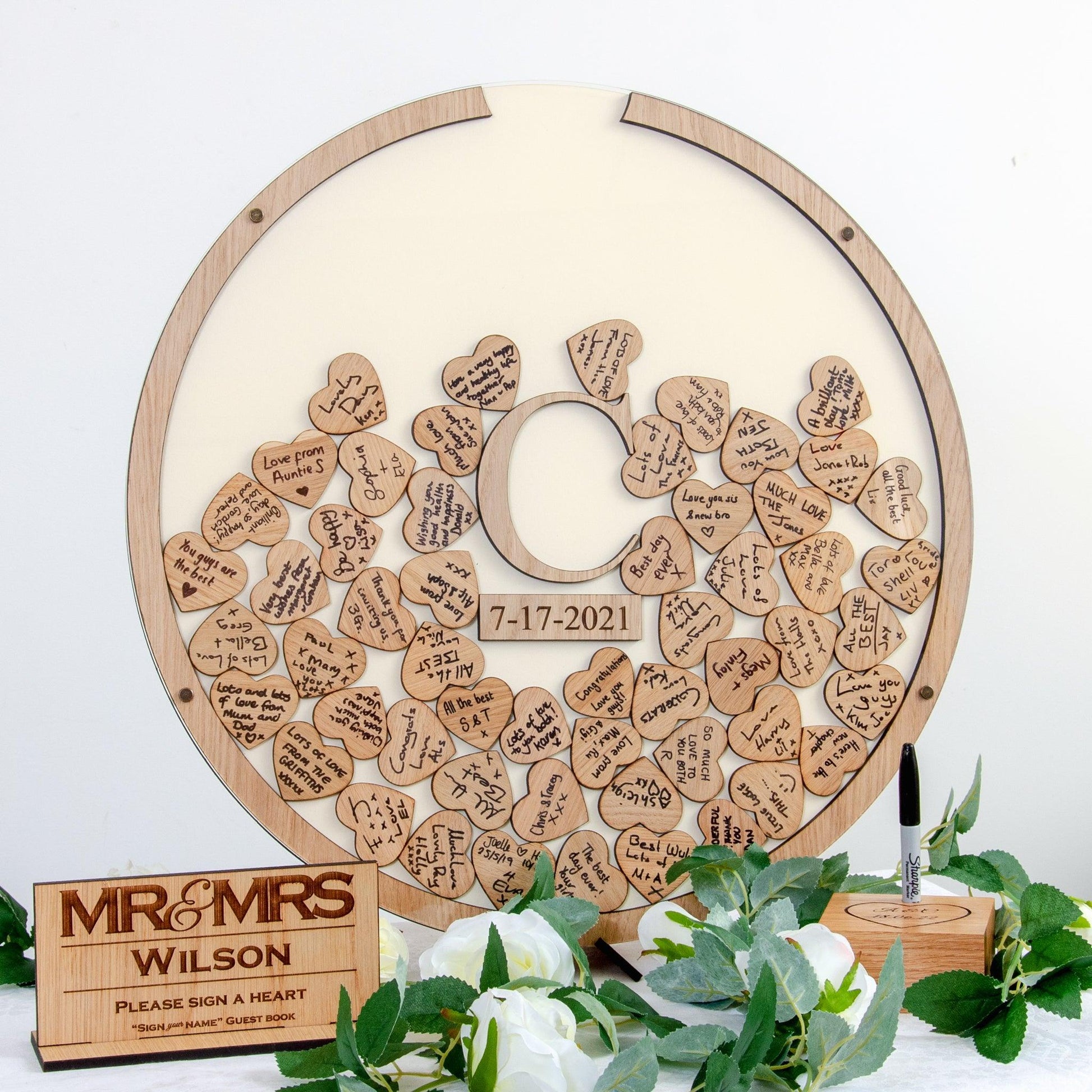 Alternative wedding initial circle dropbox guest book - Stag Design