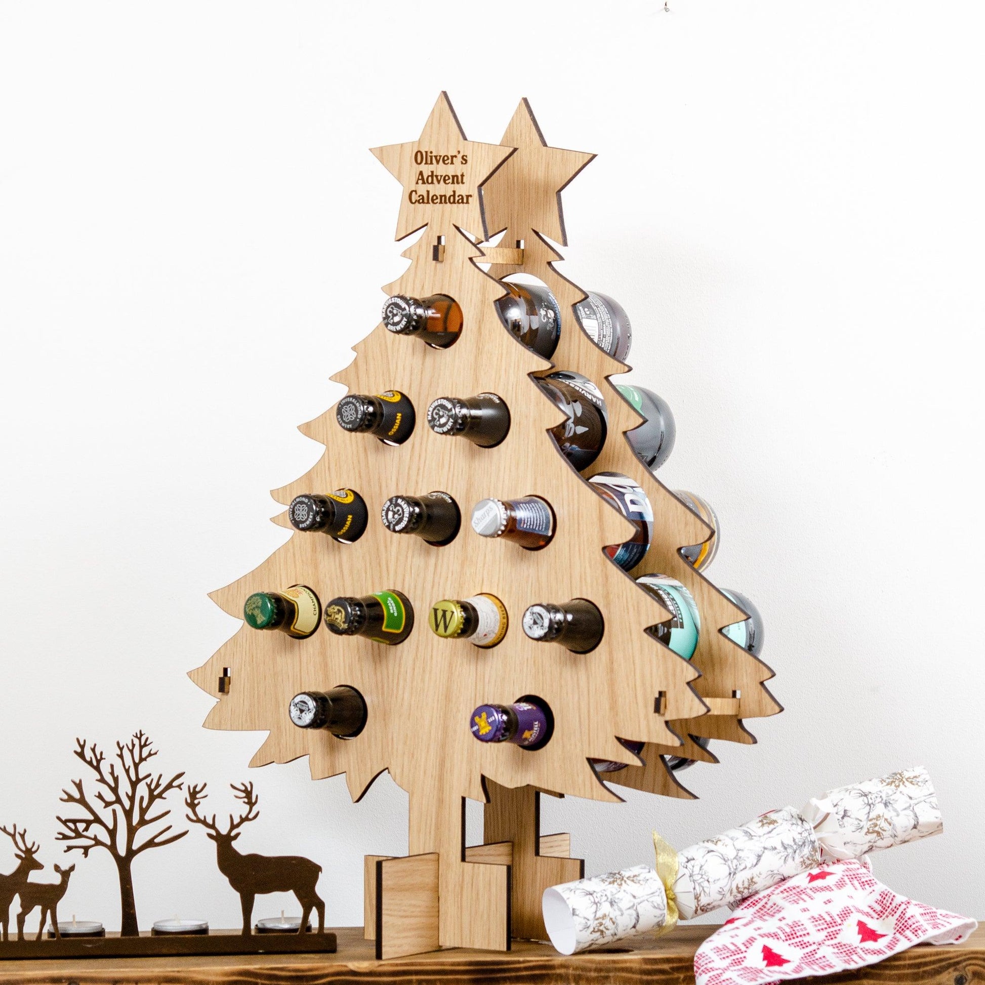 Personalised oak Advent calendar for craft beer - Stag Design