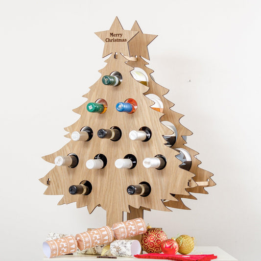 Personalised oak Advent calendar for wine bottles - Stag Design