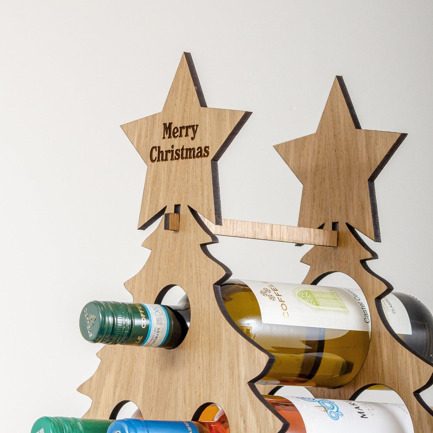 Personalised oak Advent calendar for wine bottles - Stag Design