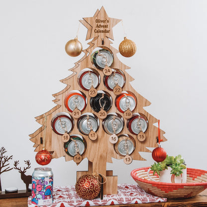 Personalised oak Advent calendar for cans - Stag Design