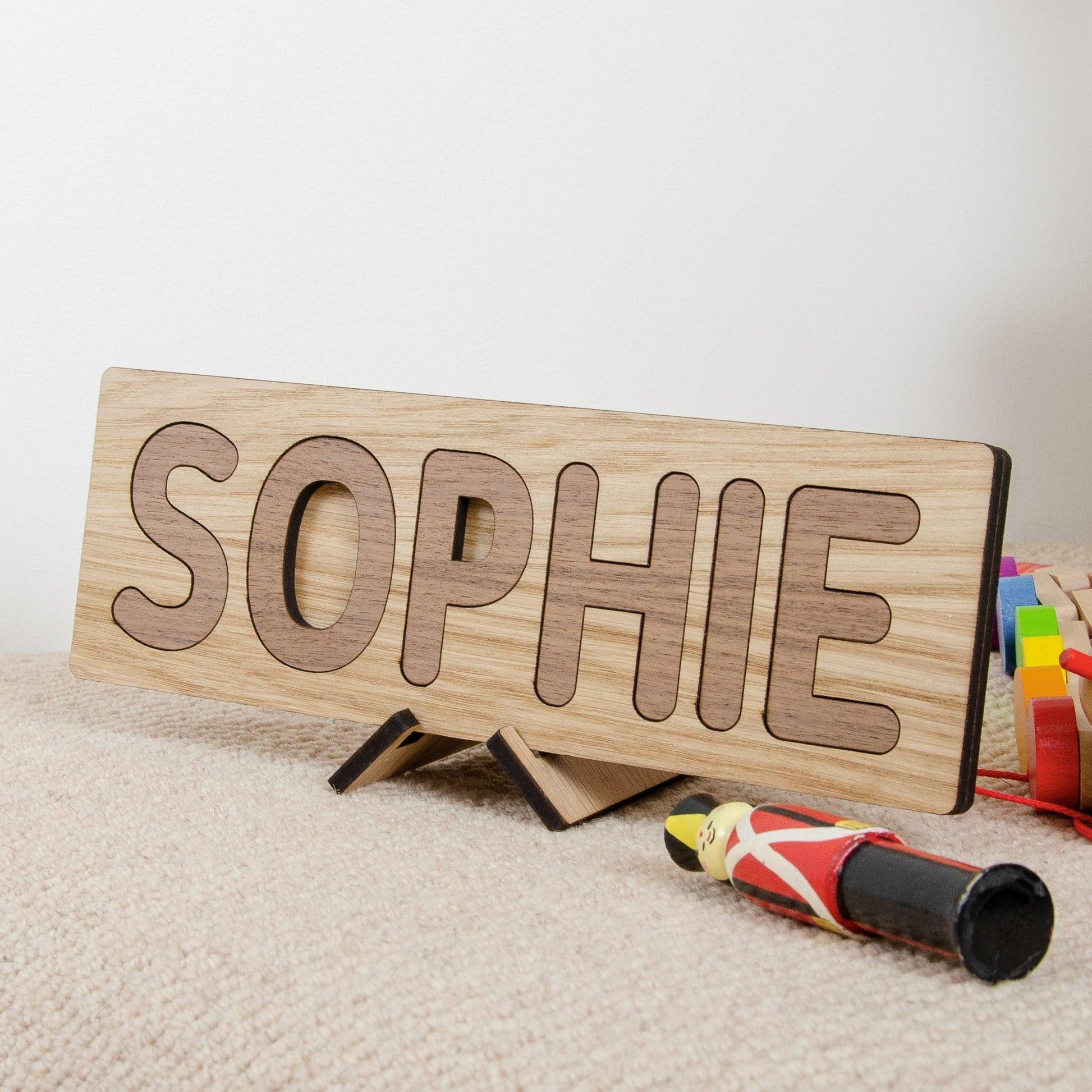 Personalised wooden name puzzle - Stag Design