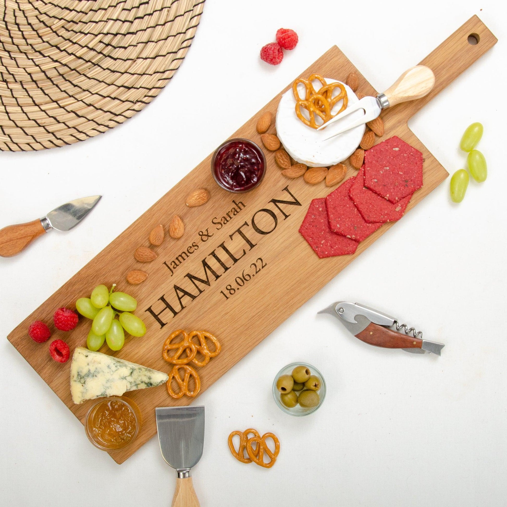 Personalised family oak platter board - Stag Design