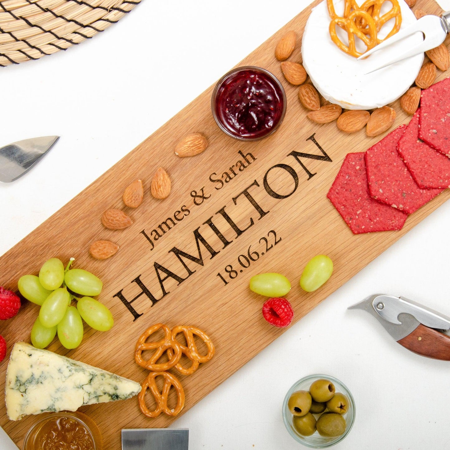 Personalised family oak platter board - Stag Design