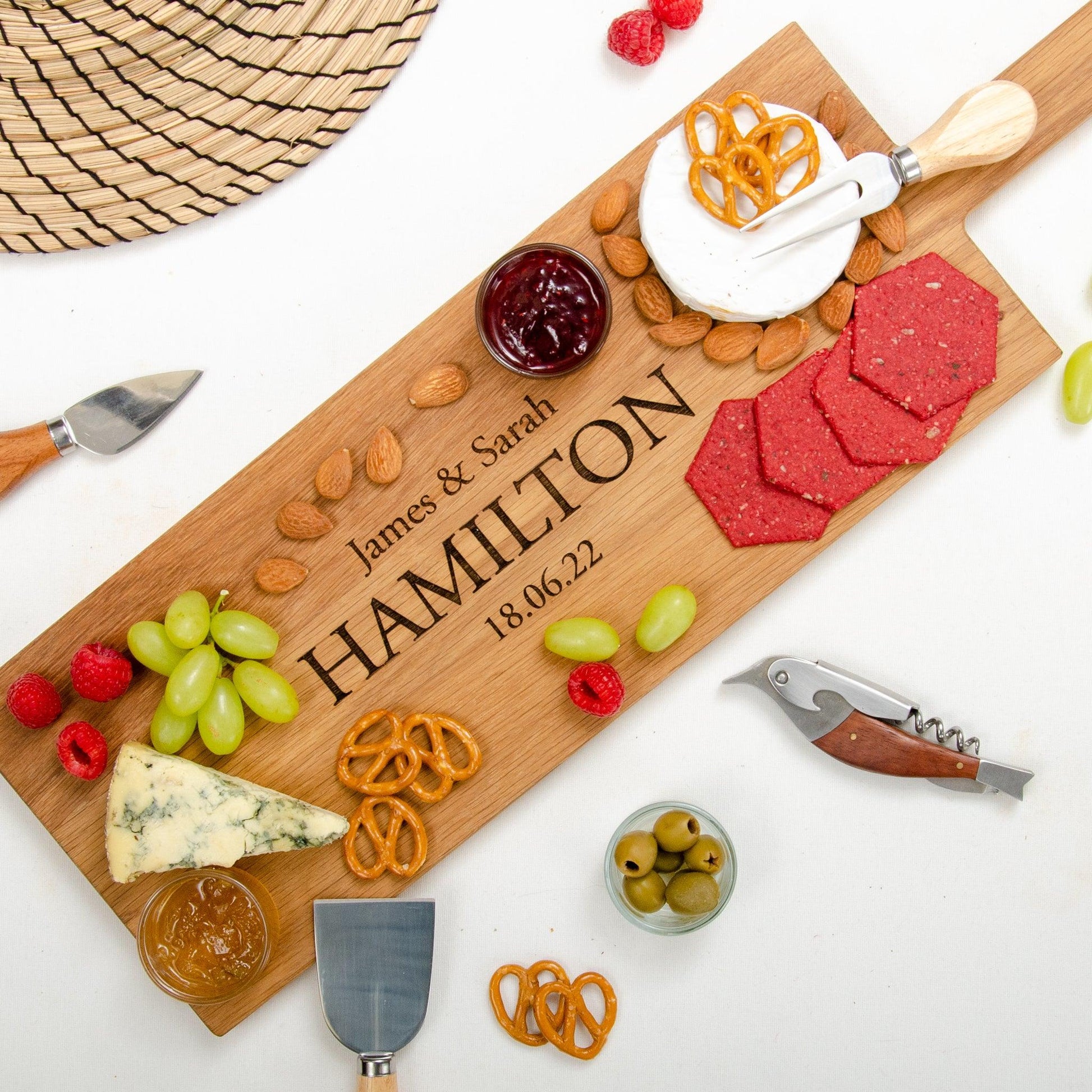 Personalised family oak platter board - Stag Design