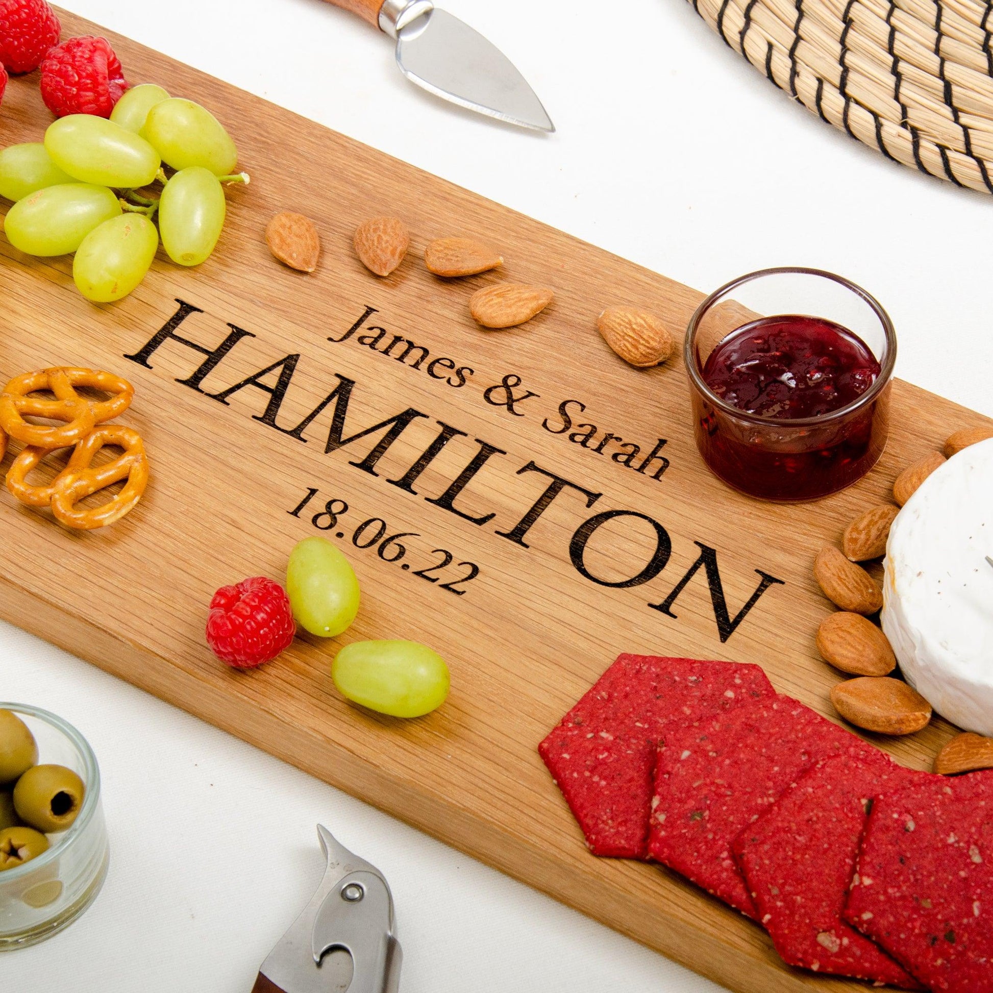 Personalised family oak platter board - Stag Design