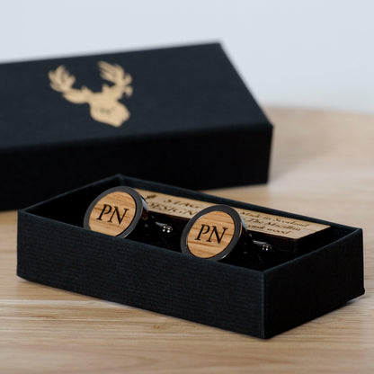 Whisky wood, wine barrel, walnut or leather cufflinks - Stag Design