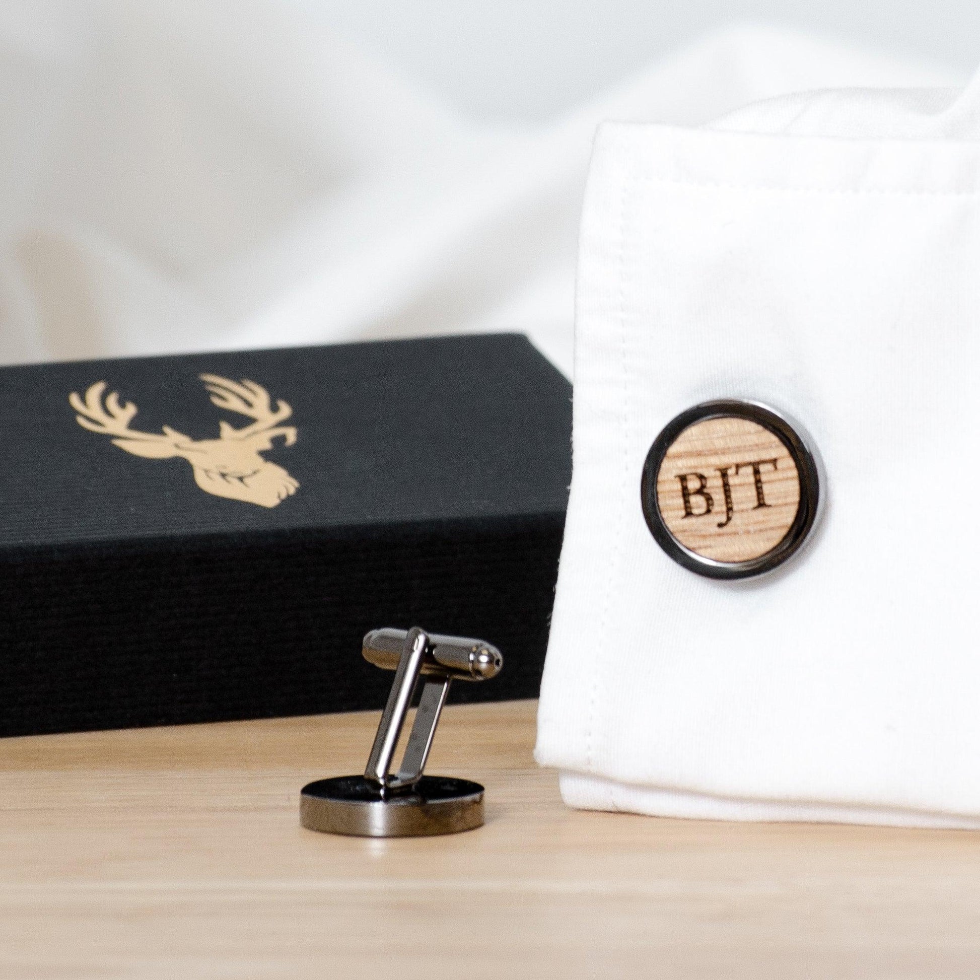 Wooden cufflinks - Stag Design