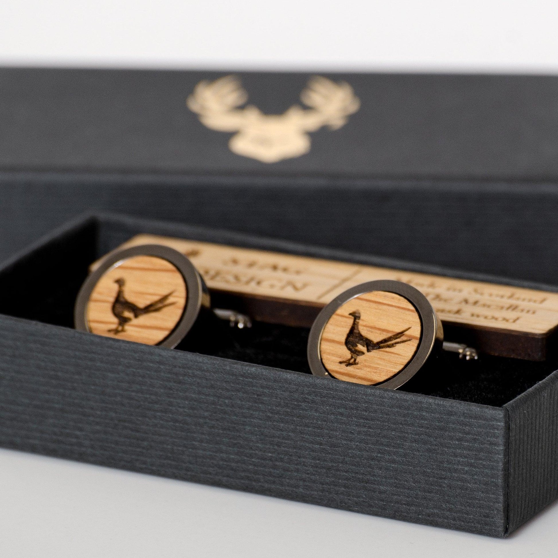 Wooden cufflinks with logo - Stag Design