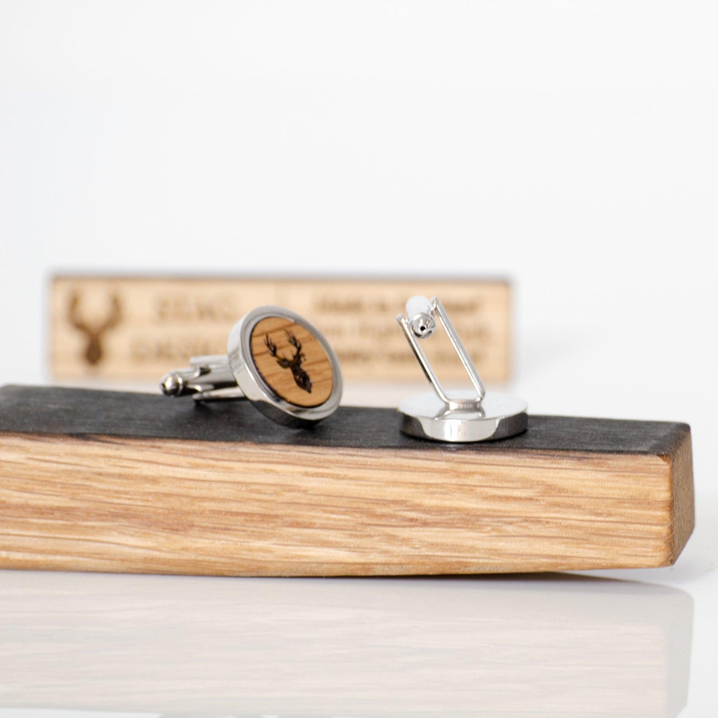 Wooden cufflinks with logo - Stag Design