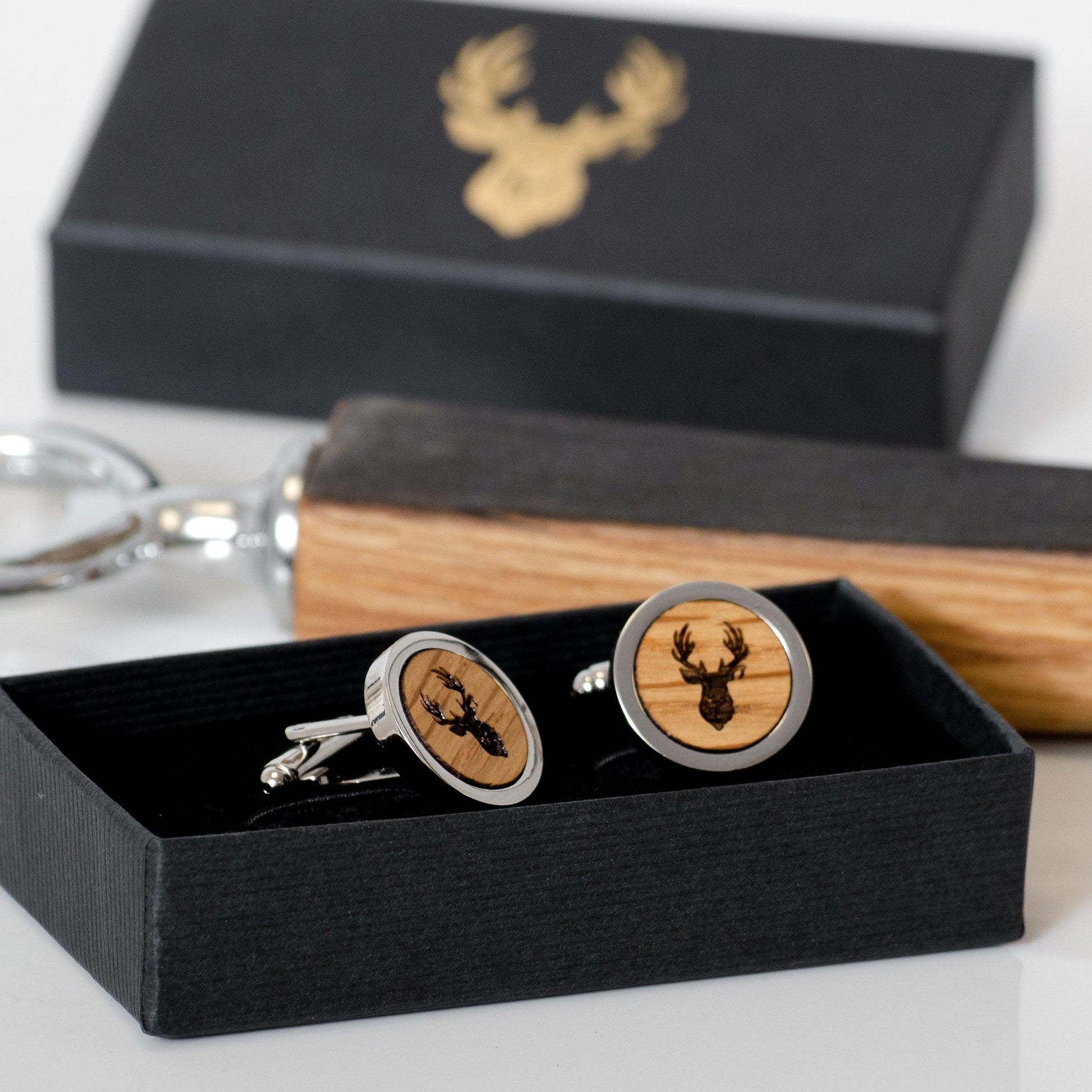 Wooden cufflinks with logo - Stag Design